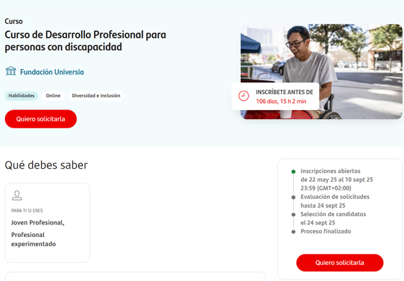 Fundación Universia impulsa un programa de desarrollo profesional para personas con discapacidad